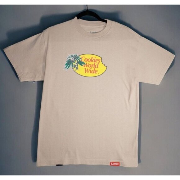Cookies World Wide Beige Graphic T-Shirt - Size Medium - Picture 2 of 12